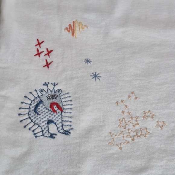 Johnny Was Cleo Short Sleeve Embroidered White French Terry Hoodie - Size S - Picture 14 of 16